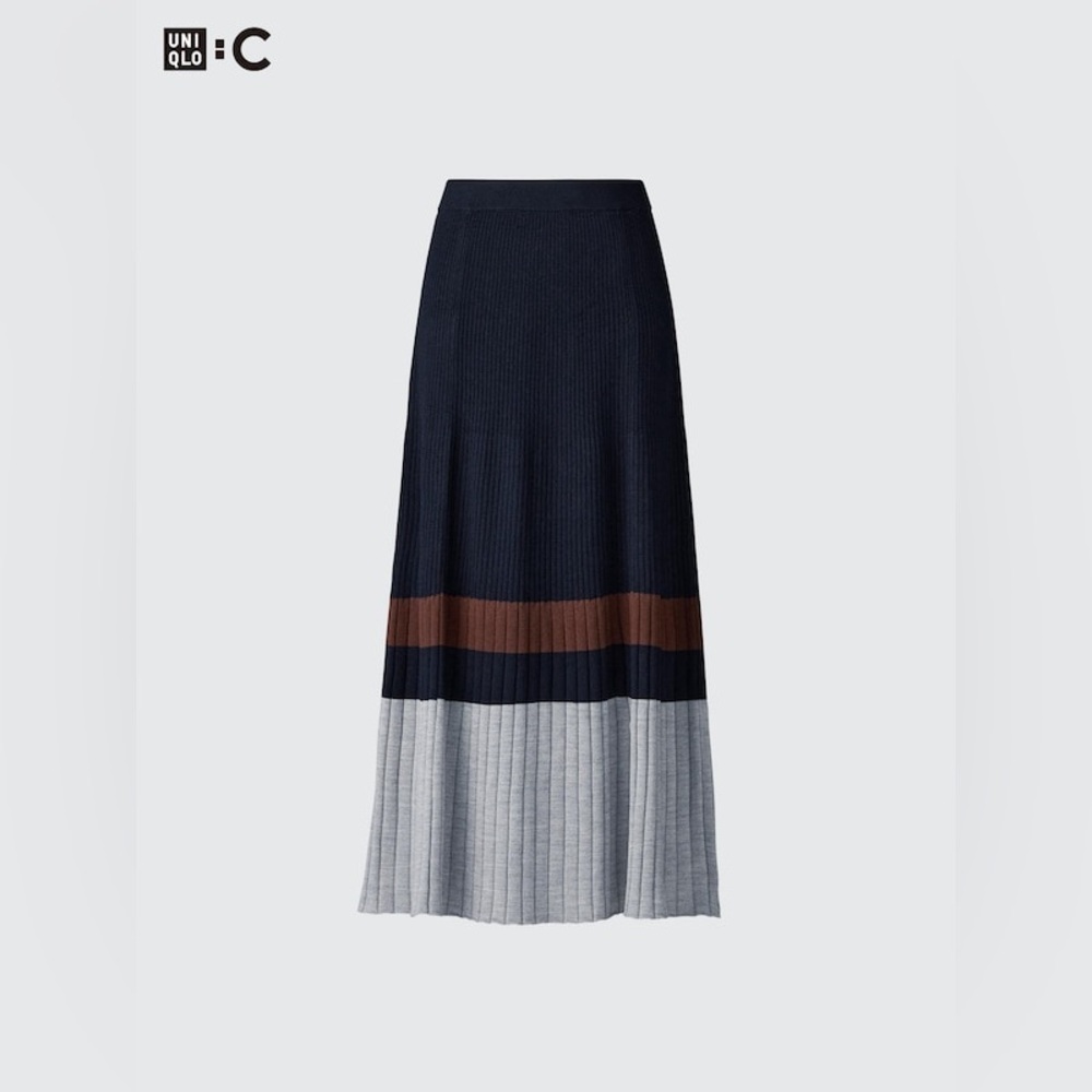 Elegant Navy and Gray Maxi Skirt